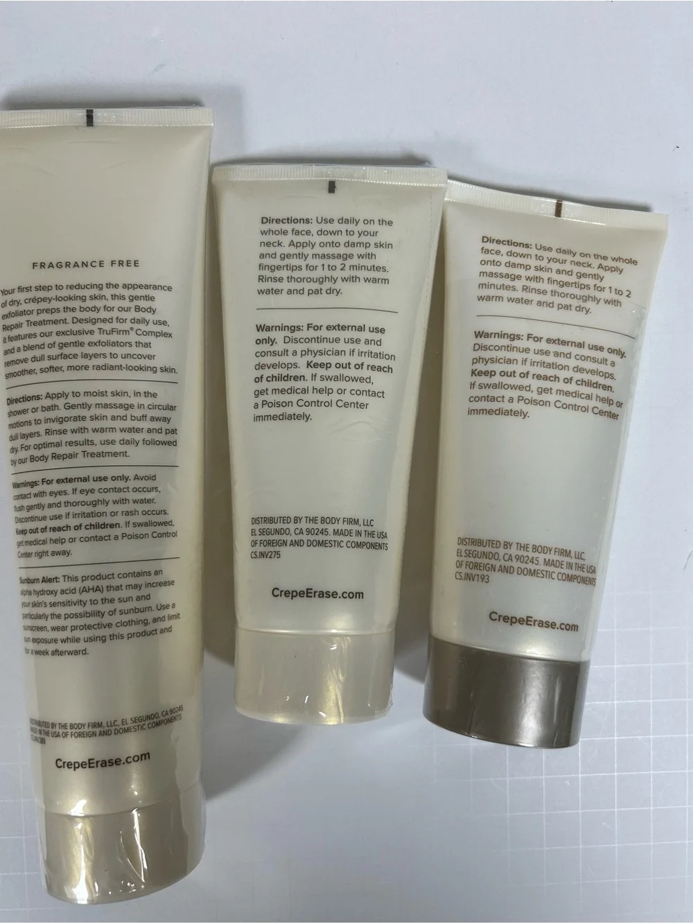 Body Firm Crépe Erase (Set of 3) Face Body Refining Exfoliants and Facial Scrub